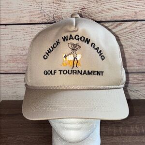 Vtg OC Sports Tan Chuck Wagon Gang Golf Tournament Adjustable Cap